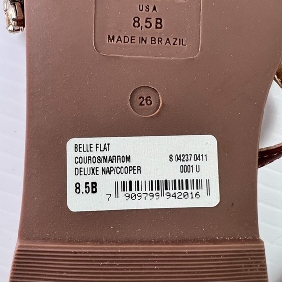 Schutz Belle Nappa Leather Crystal-Embellished Thong Sandal womens size 8.5 - Picture 7 of 8